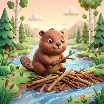 Бобер біля річки